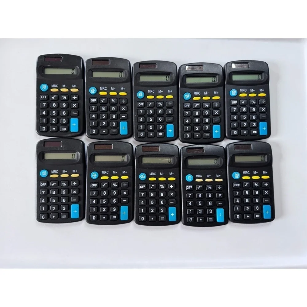 SMALL MINI POCKET CALCULATOR School Office 8 Digit Solar Power Set Of 10 Tested